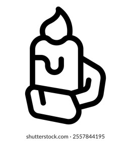 Line art icon of a burning candle, symbolizing celebration, memory, or relaxation