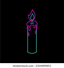 Line art icon of candle, neon color