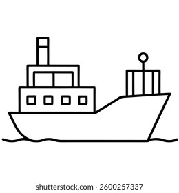Line Art Icon of a Cargo Ship Perfect for Web and Branding Projects