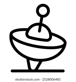 Line art icon of a children's toy spinning top, a classic symbol of fun and games