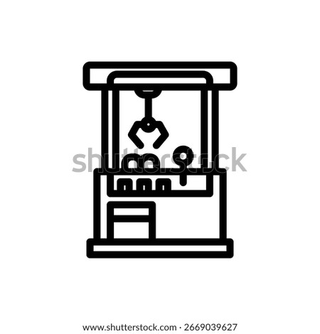 Line art icon of a classic arcade claw machine game.