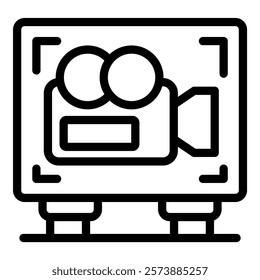 Line art icon of a classic video camera, ideal for multimedia and filmrelated designs