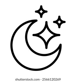 line art icon crescent moon. Vector illustration