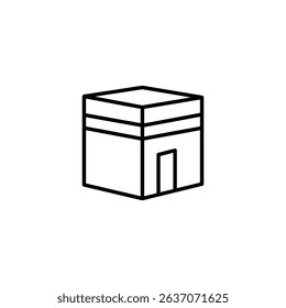 Line art icon depicting the Kaaba, Islam's holiest site in Mecca.