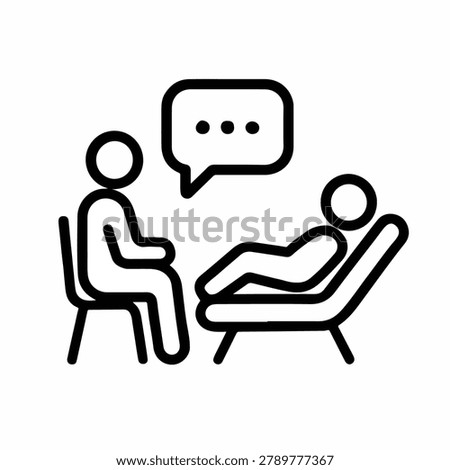 line art icon depicting therapy session with patient on couch and therapist seated nearby.