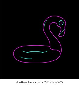 Line art icon of flamingo buoy, neon color