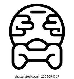 Line art icon of a game controller holding planet earth