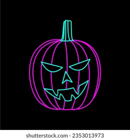Line art icon of Halloween pumpkin, neon color