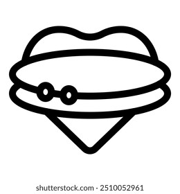 Line art icon of a heart shaped bracelet with two beads forming a love couple