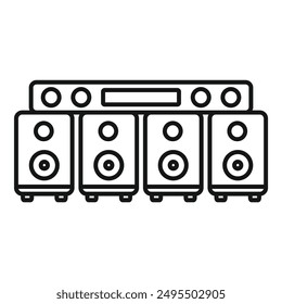 Line art icon of a home cinema sound system playing music