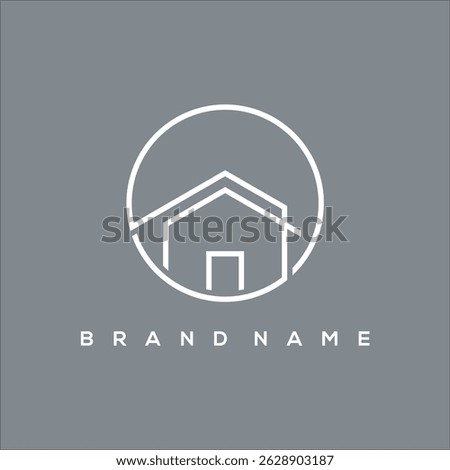 line art icon house in circle logo vector