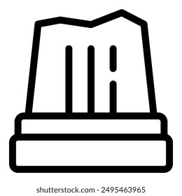 Line art icon of an ice cream cup with three chocolate bars standing on a plate, ready to be eaten