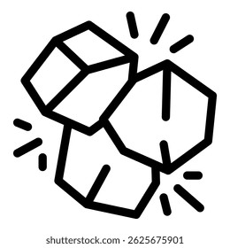 Icono del arte de la línea de los cubos de hielo que brillan, perfecto para representar bebidas frías