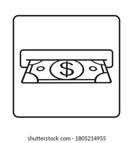 Line art icon insert cash or receive money in ATM for apps and websites