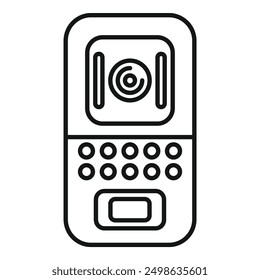 Line art icon of an intercom device showing a security system