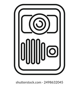 Line art icon of an intercom system, allowing for secure communication and access control