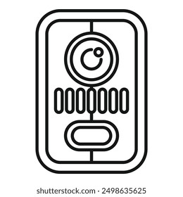 Line art icon of an intercom system, emphasizing its role in enhancing security and communication in contemporary homes