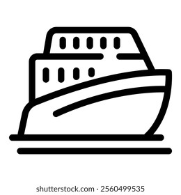 Line art icon of a large passenger ship sailing on the ocean