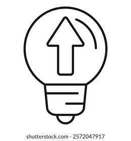 Line art icon of a light bulb with an arrow pointing up, symbolizing the power of a growth mindset