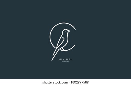 A line art icon logo of a Bird inside a letter C	
