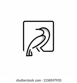 A line art icon logo of a bird on a branch