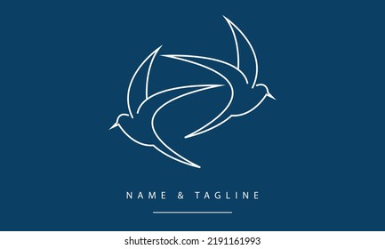 A Line Art Icon Logo Of A Bird