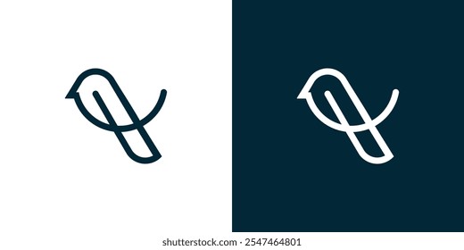 Line art icon logo of a Bird