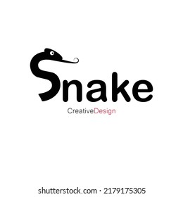 A Line Art Icon Logo Of A Black Snake Text Art Design.