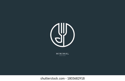 a line art icon logo of a fork with a leaf	
