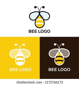 A line art icon logo of a honey bee art design, honey Bee animals logo.