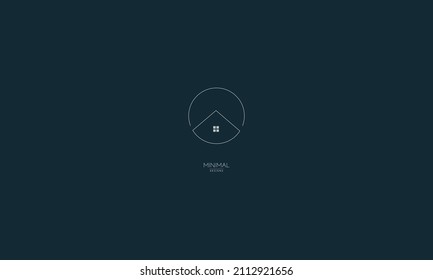 A line art icon logo of a house with a circle.
