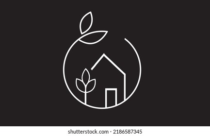 line art icon logo of a house vector.