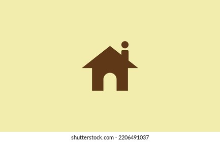 A line art icon logo house with background