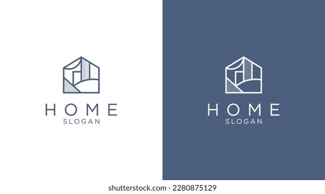 Line art icon logo of a house or home for property and interior design