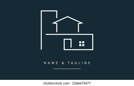 A line art icon logo of a modern house or home