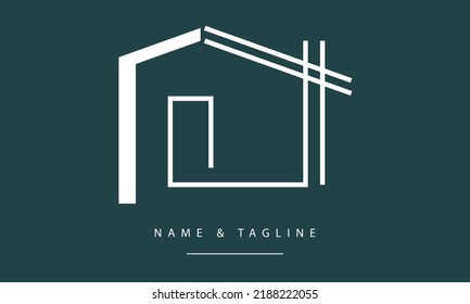 A line art icon logo of a modern house or home