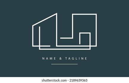 A line art icon logo of a modern house or home