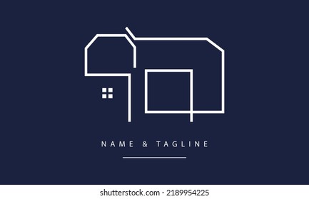 A line art icon logo of a modern house or home