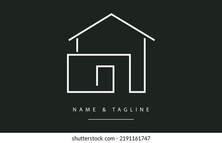 A line art icon logo of a modern house or home