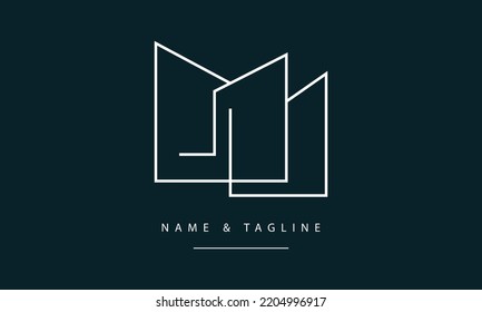 A line art icon logo of a modern house or home