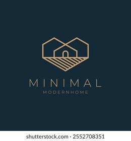 A line art icon logo of a modern house, usable for for real estate, architecture and company logos, vector illustration