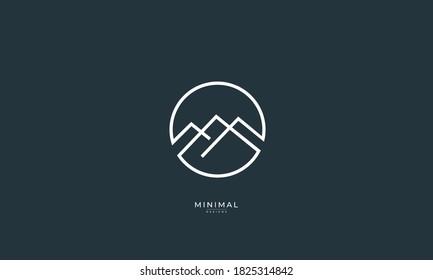 A Line Art Icon Logo Of A Mountain, Summit, Peak	