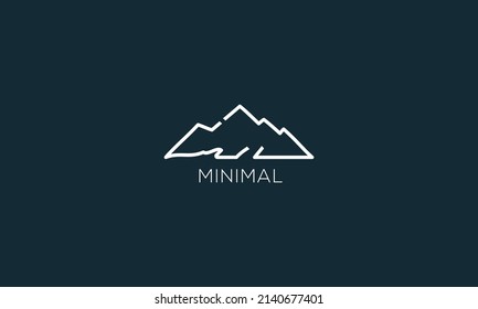 logotipo de icono de arte de línea de un vector de montaña