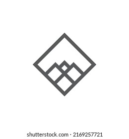 A line art icon logo of a mountain