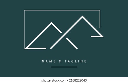 A line art icon logo of a mountain