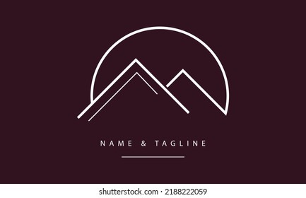 A line art icon logo of a mountain