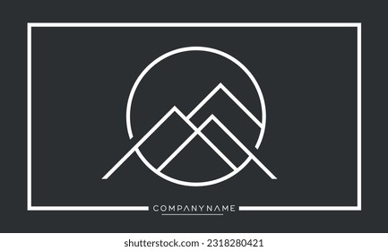A Line art icon Logo of a Mountain	
