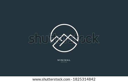 A line art icon logo of a mountain, summit, peak	