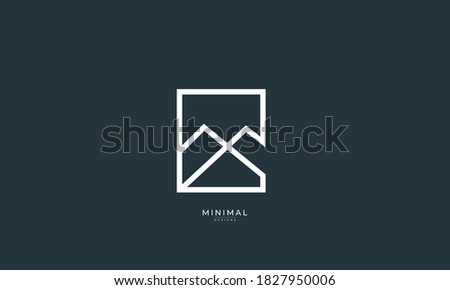 A line art icon logo of a mountain, peak, summit	
