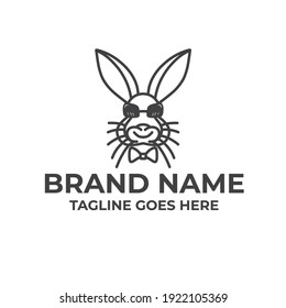 A line art icon logo of a rabbit